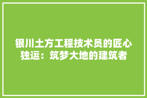 银川土方工程技术员的匠心独运：筑梦大地的建筑者 室内设计