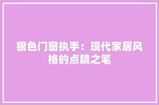 银色门窗执手：现代家居风格的点睛之笔 室内设计