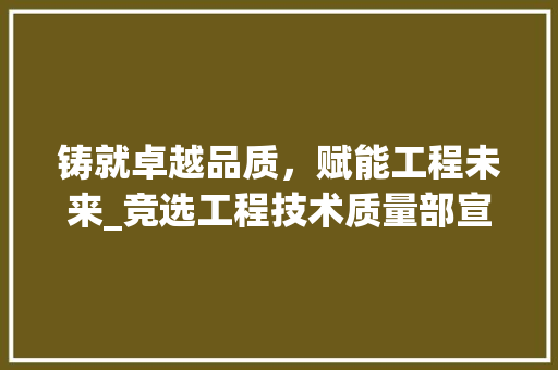 铸就卓越品质，赋能工程未来_竞选工程技术质量部宣言 室内设计