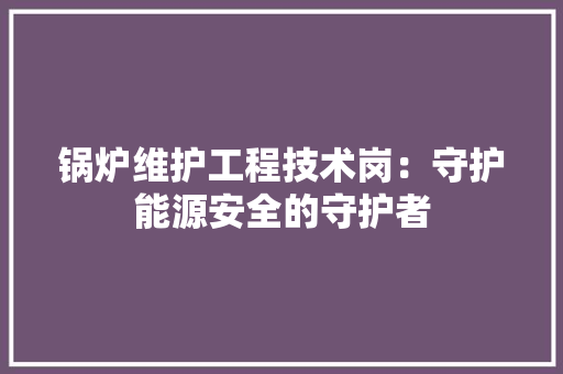 锅炉维护工程技术岗：守护能源安全的守护者 室内设计