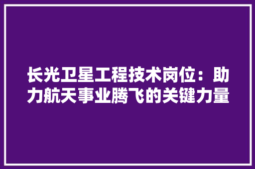 长光卫星工程技术岗位：助力航天事业腾飞的关键力量