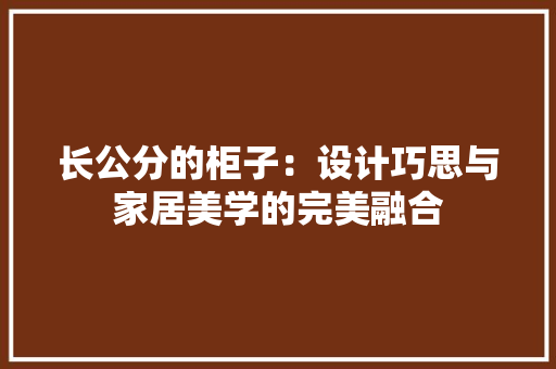 长公分的柜子：设计巧思与家居美学的完美融合 室内设计