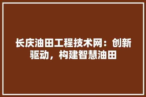 长庆油田工程技术网：创新驱动，构建智慧油田