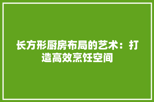长方形厨房布局的艺术：打造高效烹饪空间 室内设计