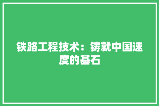 铁路工程技术：铸就中国速度的基石 室内设计