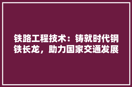 铁路工程技术：铸就时代钢铁长龙，助力国家交通发展 室内设计