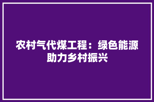 农村气代煤工程：绿色能源助力乡村振兴 家居装修