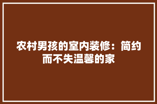 农村男孩的室内装修：简约而不失温馨的家