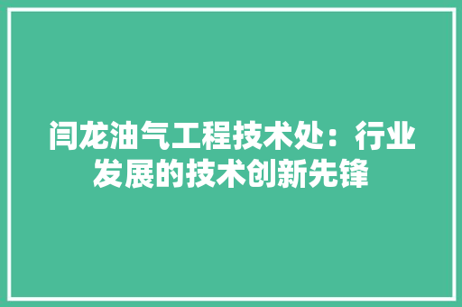闫龙油气工程技术处：行业发展的技术创新先锋 室内设计
