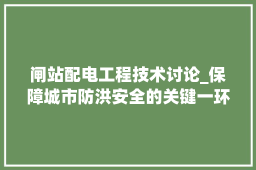 闸站配电工程技术讨论_保障城市防洪安全的关键一环 室内设计