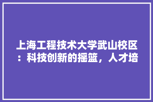 上海工程技术大学武山校区：科技创新的摇篮，人才培养的沃土