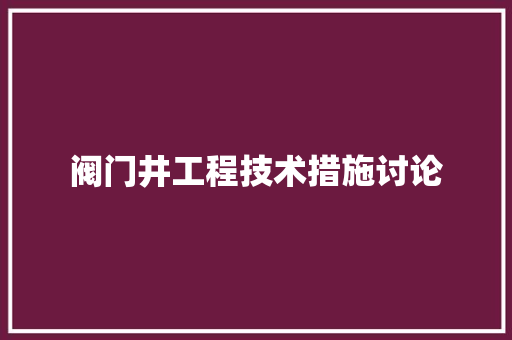 阀门井工程技术措施讨论 室内设计