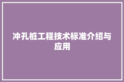 冲孔桩工程技术标准介绍与应用 家居装修