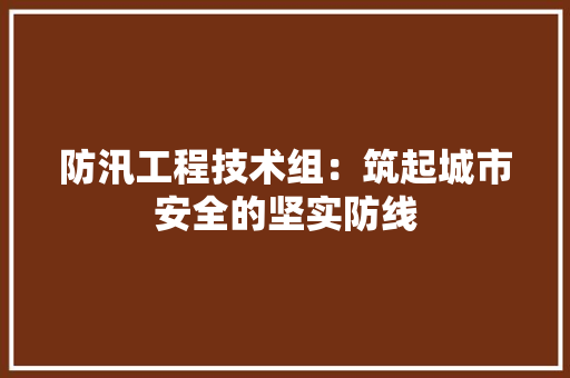 防汛工程技术组：筑起城市安全的坚实防线 室内设计
