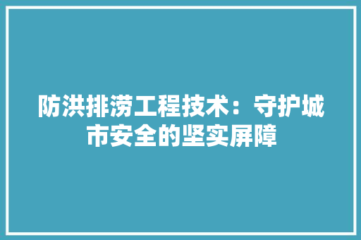 防洪排涝工程技术：守护城市安全的坚实屏障 室内设计