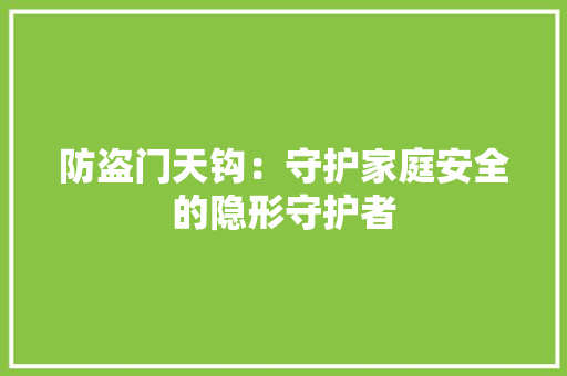 防盗门天钩：守护家庭安全的隐形守护者 室内设计