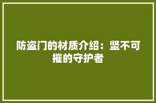 防盗门的材质介绍：坚不可摧的守护者 室内设计