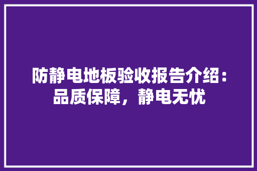 防静电地板验收报告介绍：品质保障，静电无忧 室内设计