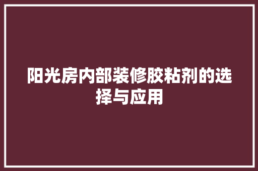 阳光房内部装修胶粘剂的选择与应用 室内设计