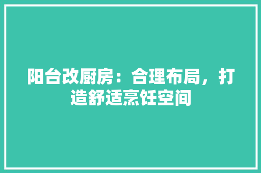 阳台改厨房：合理布局，打造舒适烹饪空间 室内设计