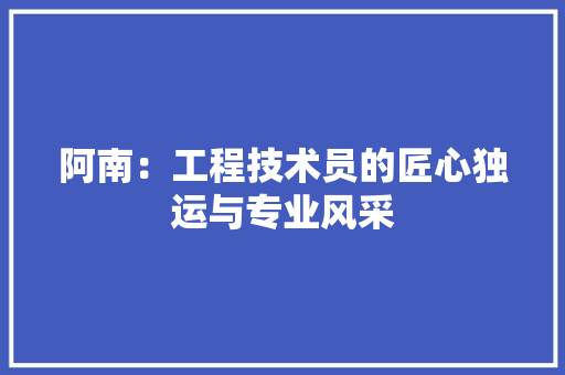 阿南：工程技术员的匠心独运与专业风采 室内设计