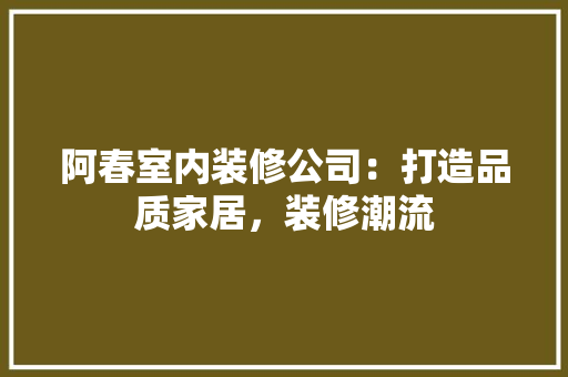 阿春室内装修公司：打造品质家居，装修潮流 室内设计