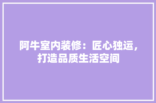 阿牛室内装修：匠心独运，打造品质生活空间 室内设计