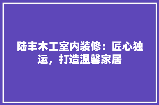 陆丰木工室内装修：匠心独运，打造温馨家居 室内设计