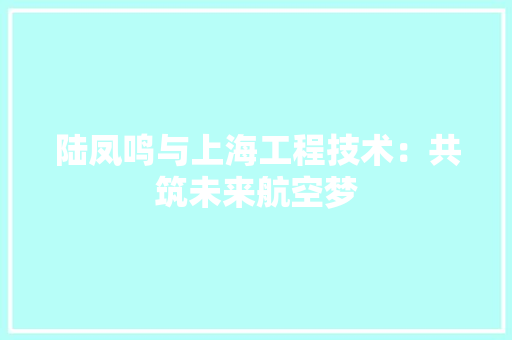 陆凤鸣与上海工程技术：共筑未来航空梦 室内设计