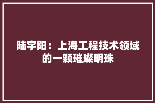 陆宇阳：上海工程技术领域的一颗璀璨明珠 室内设计