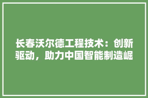 长春沃尔德工程技术：创新驱动，助力中国智能制造崛起 室内设计