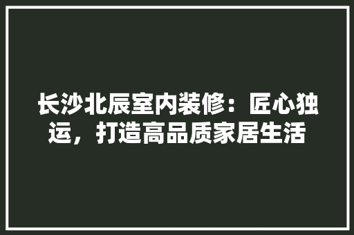 长沙北辰室内装修：匠心独运，打造高品质家居生活