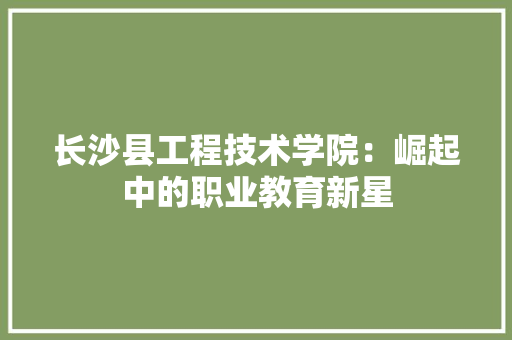 长沙县工程技术学院：崛起中的职业教育新星 室内设计