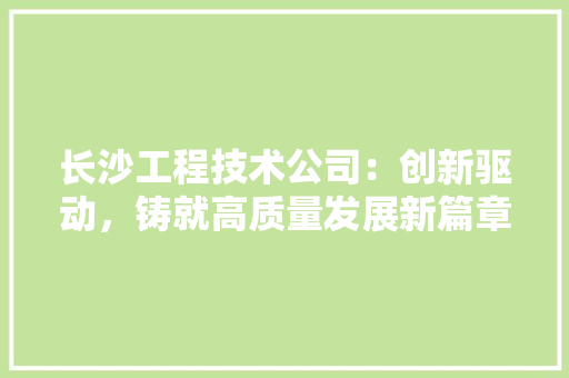 长沙工程技术公司：创新驱动，铸就高质量发展新篇章 室内设计