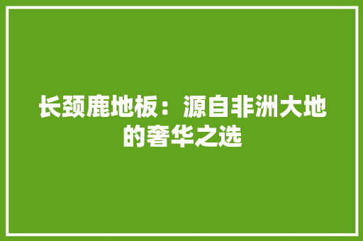 长颈鹿地板：源自非洲大地的奢华之选 室内设计