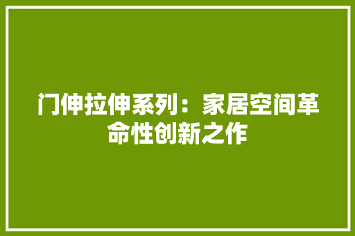 门伸拉伸系列：家居空间革命性创新之作