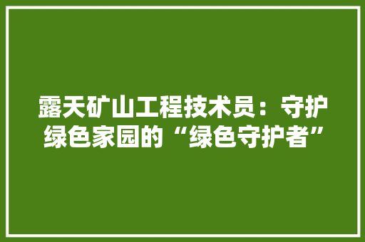 露天矿山工程技术员：守护绿色家园的“绿色守护者” 室内设计