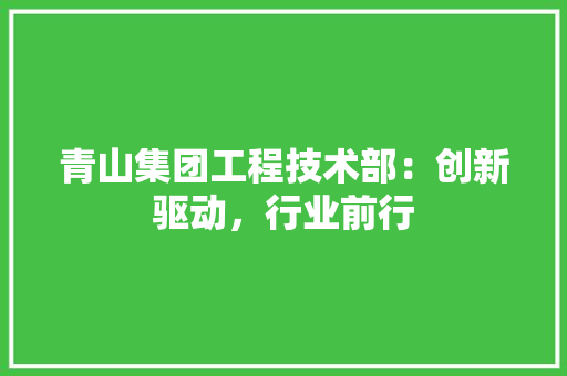 青山集团工程技术部：创新驱动，行业前行 室内设计