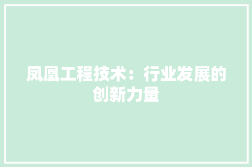 凤凰工程技术：行业发展的创新力量
