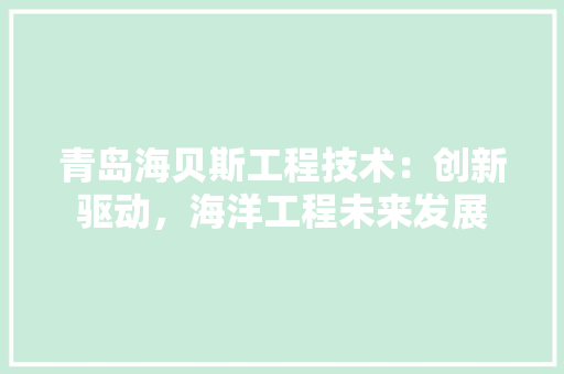 青岛海贝斯工程技术：创新驱动，海洋工程未来发展