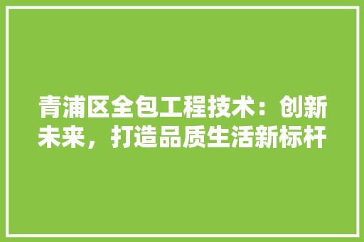 青浦区全包工程技术：创新未来，打造品质生活新标杆