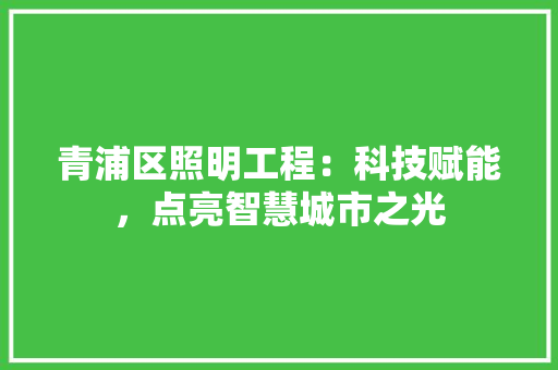 青浦区照明工程：科技赋能，点亮智慧城市之光 室内设计