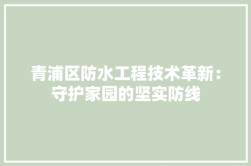 青浦区防水工程技术革新：守护家园的坚实防线 室内设计