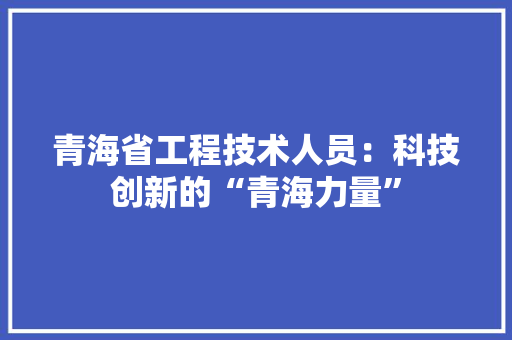 青海省工程技术人员：科技创新的“青海力量”