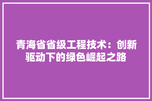 青海省省级工程技术：创新驱动下的绿色崛起之路 室内设计