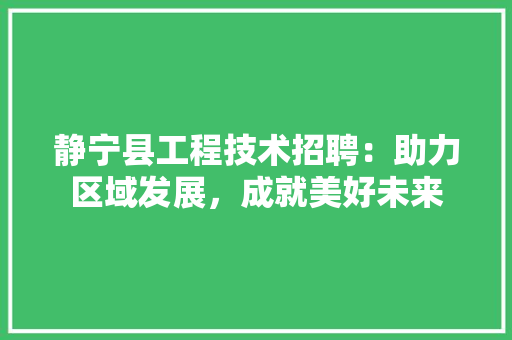 静宁县工程技术招聘：助力区域发展，成就美好未来 室内设计