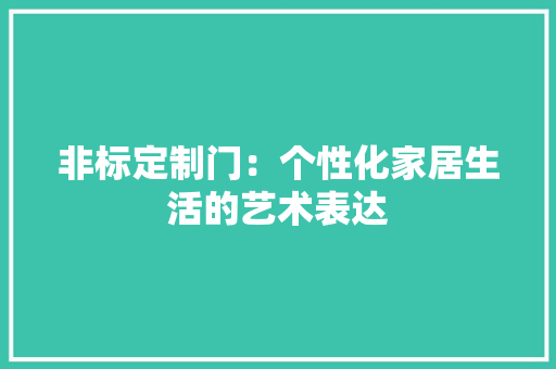 非标定制门：个性化家居生活的艺术表达 室内设计