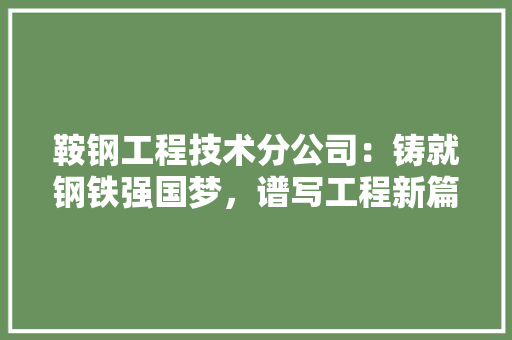鞍钢工程技术分公司：铸就钢铁强国梦，谱写工程新篇章 室内设计