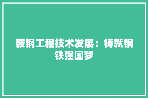 鞍钢工程技术发展：铸就钢铁强国梦 室内设计
