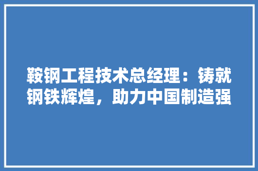 鞍钢工程技术总经理：铸就钢铁辉煌，助力中国制造强盛 室内设计